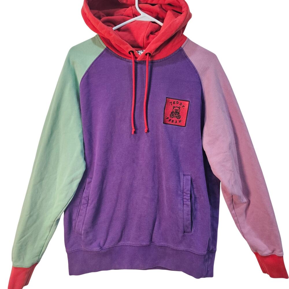 Teddy Fresh Hoodie Sweatshirt Men's Medium Color Block  Pullover Multicolor